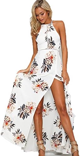 UK Womens Holiday Sleeveless Ladies Maxi Long Summer Floral Print Beach Dress Size 6-14