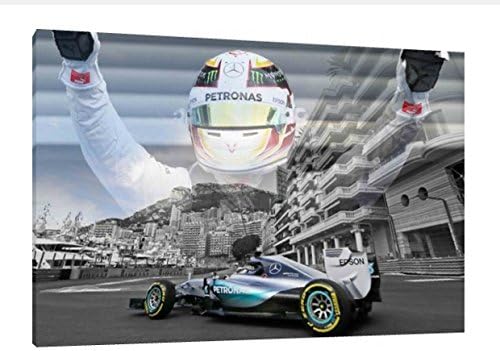 Lewis Hamilton Monte Carlo 30x20 Inch Canvas Art - Monaco Mercedes F1 Framed Picture Print