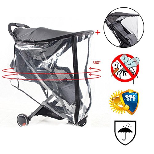 Preisvergleich Produktbild Universal Baby Buggy Sonnenschutz, Baldachin mit Moskitonetz, Kinderwagen-Regenschutz (optional), schwarz