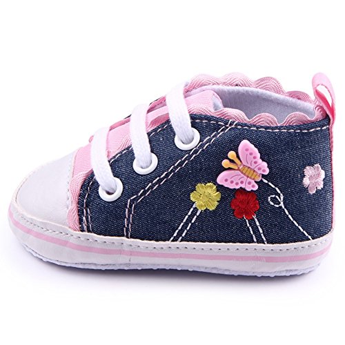 EXIU Baby Girl Boy Canvas Lace Shoes Anti Slip Soft Sole Prewalker Shoes 0-12M