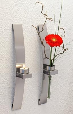 CHG 3342-00 Porte-bougie/fleur mural Lot de 2 39,5 x 5 x 8 cm