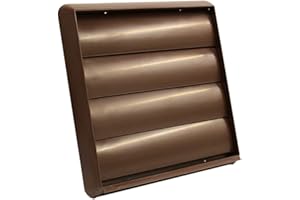 Kair Brown Gravity Grille 183mm External Dimension with 150mm - 6 inch Round Rear Spigot and Not-Return Shutters - Ducting Air Vent