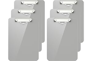 Hnogri Kunststoff-Klemmbrett 6er-Set, Standard A4 Letter Size Klemmbretter für Studenten, Büro und Frauen, Zwischenablage mit Stifthalter und Low Profile Clip, Größe 12,5 x 9 Zoll, (Grau)