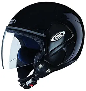 Studds RK Men's Thermoplastic Aerodynamic Shell Cub Open Face Helmet (Black, Large)