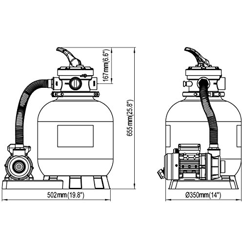 vidaXL Sandfilteranlage Sandfilter Filteranlage mit Poolpumpe 35 cm - 5
