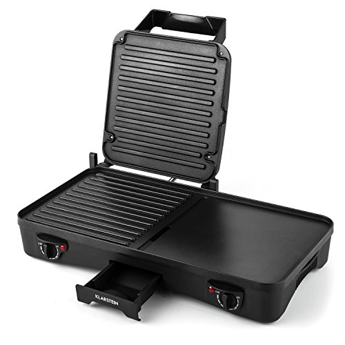 Klarstein Butterfly&Bee Tischgrill Kontaktgrill (1500 Watt, stufenlos und getrennt regelbare Grillflächen, Antihaftbeschichtung) schwarz - 7