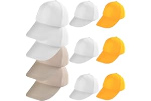 saijer Gorras De Béisbol Niños,10 Piezas Gorra De Pintura Pintada De DIY Sombrero De Béisbol Creativos Sombreros Casual Playa Sol Visor Sombreros Blanco Beige para Adultos Niños Niñas Aire Libre