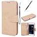 Produktbild GrandEver Huawei P10 Lite Ledertasche Hülle Schutzhülle Retro Blume Lederhülle Scratch Ledercase Schale Umschlag Stil Wallet Case Flip Cover mit Weiche Silikon Tasche Innere Standfunktion Fünf Kreditkarte Slots Magnetverschluss Etui und Schwarz Stylus Pen - Gold