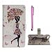 Produktbild MUTOUREN Sony Xperia E5 Brieftasche Flip Case Cover - PU Leder Bookstyle Klapphülle Wallet Case für Sony Xperia E5 Portemonnaie Hülle Schutz Ultra Dünn Handy Tasche Geldboerse Schutzhülle - Schön Mädchen Blumen-Fee + Metall Stylus Pen