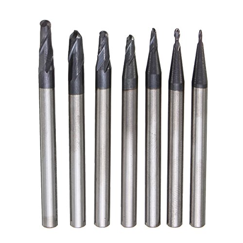 wishfive 7 Radius 0,5–2,0 mm 2 Flöten Ball Nase Schaftfräser Set CNC Werkzeug - 3