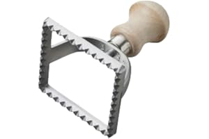 Les pâtes de Léonard - Tampon à Raviolis Carrés - Pour faire des Raviolis Italiens - Bois et Inox - Ustensile Pâtes Maison - Cadeau Cuisine Original - LPDL612