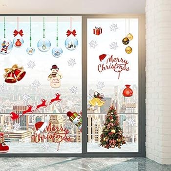 Ramonala Fensterfolie Weihnachten Schneeflocken Fenstersticker Set