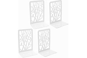 HZSOOCH 2 Pairs Book Ends Heavy Duty, Decorative Metal Bookends Holder, Book Ends for Shelves, Anti Slip Book Stopper for for Home Office Library School (White, Bird Style)