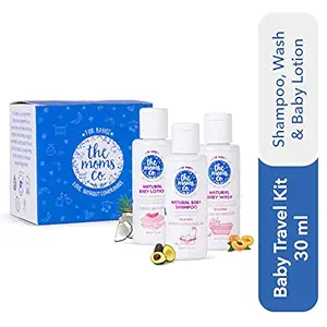 The Moms Co. Travel Kit for Baby with Shampoo (30 ml), Wash (30 ml) and Lotion (30 ml)