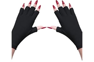 FralnFit UV Gloves for Gel Nails, Half Finger Anti UV Gloves, UV Nail Gloves for Nails Lamp, UV Protection Gloves for Manicures Nail Art, Skin Care Fingerless Gloves for SPA Home Outdoor UV-Light