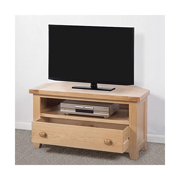 Devon Solid Oak Corner TV Unit/Natural Oak Lacquer Fully Assembled Corner TV Stand/Living Room Furniture/Hallway Furniture/Dining Room Furniture/Bedroom Furniture - Image 4
