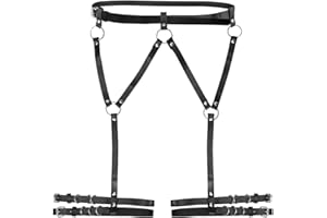 VERLUKY Festival Outfit Damen, Rave Gothic Leder Körperkette, Rave Accessoires, Punk Taillenkette, Taillenkette, Rave Bauchkette Festival Schmuck für Frauen