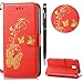 Produktbild WIWJ Schutzhülle für Samsung Galaxy J3 2017(EU) Handyhülle Leather Case für Samsung Galaxy J3 2017 Hülle Lederhülle Flip Wallet Cover [Heißprägen Prägung Schmetterlinge Ledertasche]Hülle-Großes Rot