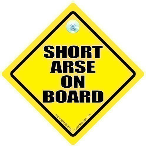 Short Arse On Board Car Sign, Short Arse Car Sign, Short Arse, Novelty Car Sign, Baby on Board Sign Style, Bumper Sticker, Joke Car Sign, Rude Car Sign, Baby on Board, Small Person, Short Person