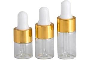HEIHY JIHUOO 50 Pièces Clair Flacon Compte-Gouttes en Verre Vide Huile Essentielle Flacon Echantillon Bouteille avec Pipettes 3ML