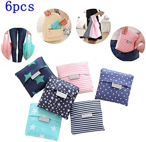 Shopping Bag, Aliyao Reusable Environmental Grocery Tote Bags Foldable into Attached Pouch,Washable ,Waterproof and Easy to Carry, Great for Outgoing and Shopping (C)