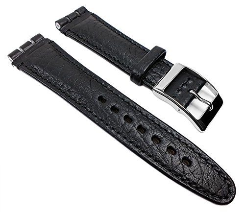 Minott Swiss Ersatzband Uhrenarmband Leder Band schwarz genarbt, 19mm für Swatch Uhren Minott Swiss Ersatzband Uhrenarmband Leder Band schwarz genarbt, 19mm für Swatch Uhren