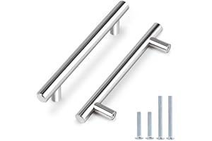 Probrico Polished Chrome Cabinet Door Handles Stainless Steel Furniture Knob Kitchen Cupboard Drawer Pull Hole Spacing 128mm 5" PD201HPC128 20 PCS