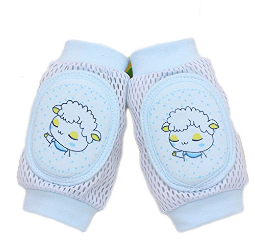 Cute Cotton Mesh Baby Leg Warmers Knee Pads/Protect-Sheep, Blue