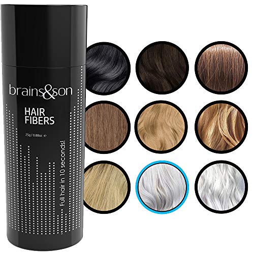 brains&son Streuhaar - Premium Haarverdichtung/Schütthaar mit Soforteffekt bei Geheimratsecken, Haarausfall und lichtem Haar - Haarpuder | 25g (Grau)