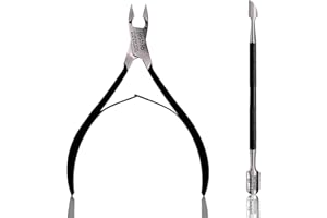 Jestilo Cuticle Remover Tool Set with Cuticle CutterCuticle Pusher - Stainless Steel Professional Cuticle NipperPusher Nail Care ToolsSalonLevel Mani-Pedi at Home - Silver (Black),JC-NP-S