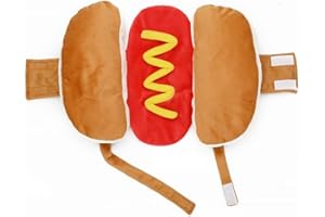XJKLBYQ Costumes pour chiens, vêtements de hot-dog pour chiens, costumes de cosplay de fête mignon doux et doux pour chiot, petits chiens animaux de compagnie, vêtements de chien et accessoires avec 2 jouets