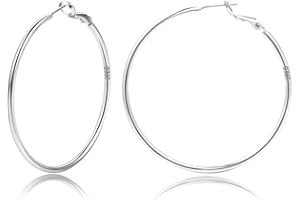 MOROTOLE Pendientes de aro de plata de ley Pendientes de aro grandes de plata dorada para mujer Pendientes de aro grandes y finos chapados en oro real de 14 quilates Pendientes 20/30/40/50/60/70 mm para niñas