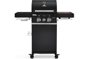 BURNHARD® Gasgrill 2-Brenner 900°C Infrarot-Keramikbrenner, Gusseisen-Grillrost, Grillwagen, klappbare Seitentische, Grillabdeckung, Schwarz – FRED Jr. Deluxe