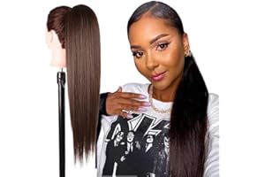 Ser Mulher Extension Coda Di Cavallo MARILIA | Facile da applicare | Look naturale 100% | Termofibra resistente | Capelli Lunghi e Lisci, 70 cm TERMOFIBRA (6 Brown)