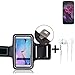 Produktbild K-S-Trade TOP Set für Motorola Moto X4 Neopren Jogging Armband Sportarmband Oberarmband für Motorola Moto X4 schwarz mit Reflektor Streifen + Ohrstöpsel. Fitness Lauf Armband