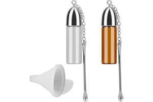 TENHCREEK Bouteilles cuillère avec cuillère, petit entonnoir, bouchon de bouteille et cuillère kit de rangement portable intégré, outil de poudre d'épices avec cuillère en verre bouteille de rangement…