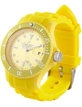 St. Leonhard Silikon Uhr: Sportliche Silikon-Quarz-Armbanduhr, Lupen-Mineralglas, sonnengelb (Uhr)