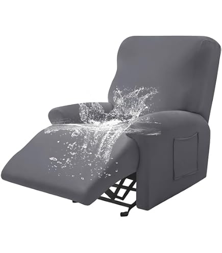 Housse Fauteuil Relax Électrique 4 Pièces Extensible – Douce, Antidérapante Avec Poches Latérales, Protection Luxe Pour Fauteuil Inclinable 1 Place (Couleur #4)
