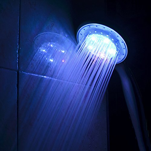 Crazyfire Duschkopf, bunte automatische Farbwechsel-RGB-LEDs, Rund, 7 Farben, Handbrause - 9