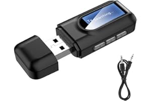 KOEY Bluetooth Adapter,Bluetooth Transmitter,Bluetooth 5.0 Transmitter Receiver,2 in 1 Bluetooth Adapter,3.5mm Jack,Compatible with PC/TV/Car Audio System/Wired Speaker Bluetooth Audio Equipment