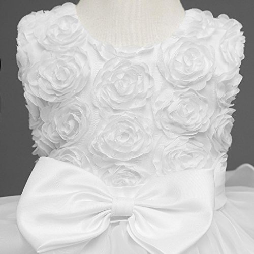 ❤️Kobay Kinder Baby Mädchen Blumen Geburtstag Hochzeit Brautjungfer-Festzug Prinzessin Abendkleid (70/0.5-1Jahr, Weiß) - 5