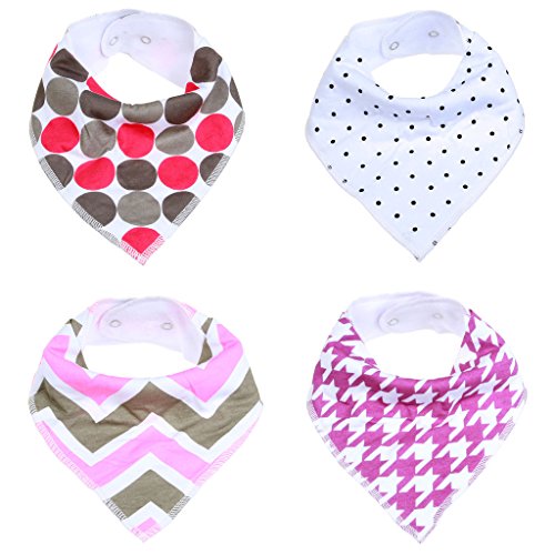 Baby Unisex Bandana Drool Bibs , ivencase Simple Pattern Absorbent Cotton Cute Baby Gift Sets Feeder Bib for Boys & Girls (4-Pack Set)