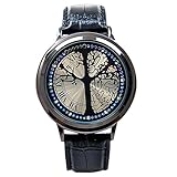 Dxlta Touchscreen LED Armbanduhr für Damen/Herren-Lederband mit Shaped Baum Dial Blaulicht Anzeigezeit (Damen 2)