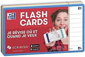OXFORD Flash 2.0 Lot de 80 Fiches Flash Cards Format 7, 5 x 12, 5cm Ligne Recto/Verso - Cadre Couleurs Assorties - Fiches Bristol