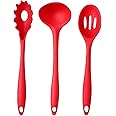 Frenchware (Set of 3) Non-Stick Premium Silicone Spatula Set for Cooking, Baking & Mixing, Seamless Design, Heat-Resistant -40°C to 230°C, Food-Grade & BPA-Free, Dishwasher Safe (Red)