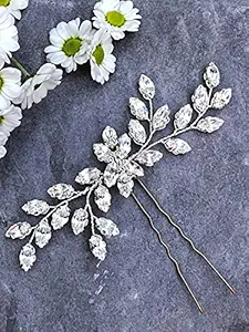Jakawin Bride Wedding Hair Pin Silver Crystal Hair Piece Bridal Hair Accessories for Women and Girls HP073 (Silver)