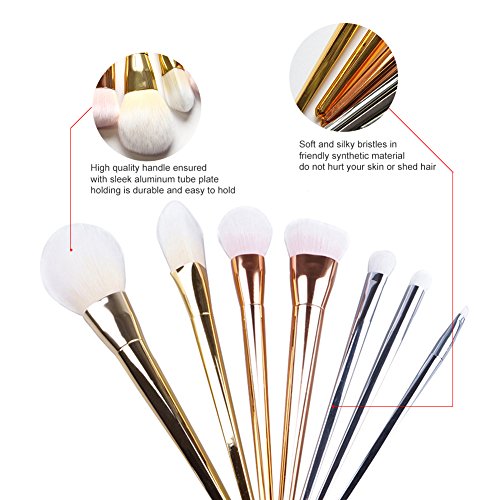 7 Stück Make-Up Pinsel Professionelle Kosmetik Pinsel Set für Bürsten Foundation Lidschatten Eyeliner Lippen (7) - 3