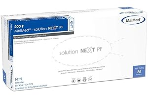 Una vez Guantes de nitrilo maimed Solution Next PF Blanco XL Talla 10, sin talco, unsteril, látex, 200 unidades/caja