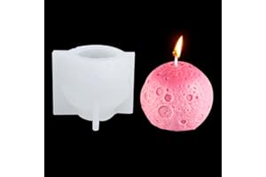 Zayookey 3D Sphère Bougie Moulle Resine Epoxy en Forme de Lune Moule en Silicone Savon Moules de Coulée Resin Candle Molds pour Fabrication de Pendentifs de Plâtre Bricolage