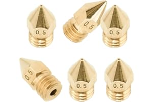 3D FREUNDE M6, 6x0.5mm Nozzle compatible con MK8 Makerbot RepRap Anet A8/A6 Flashforge CtC Extruder Hotend Boquilla de latón para filamento de 1.75 mm impresora 3D